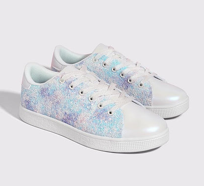 Damen Sneaker Glitzer Schnürschuhe