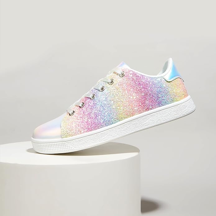 Damen Sneaker Glitzer Schnürschuhe