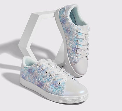 Damen Sneaker Glitzer Schnürschuhe