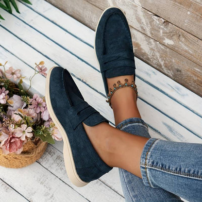 Dunkelblaue Loafer Schuhe aus Veloursleder