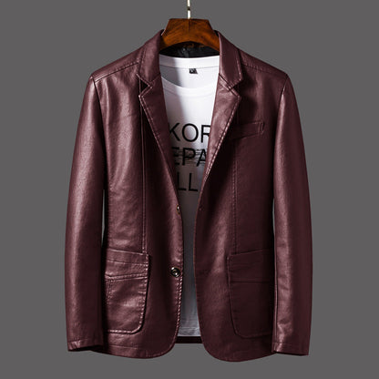 Herren Ledermantel Elegante Lederjacke Mit Reißverschluss