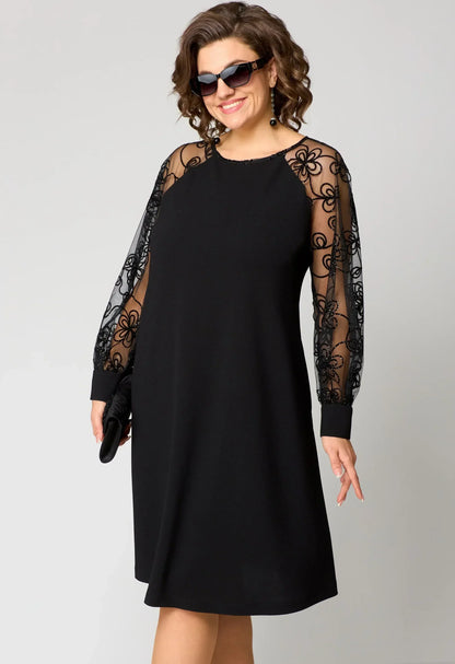 Elegante Damen Abendrobe A-Linie Stickerei