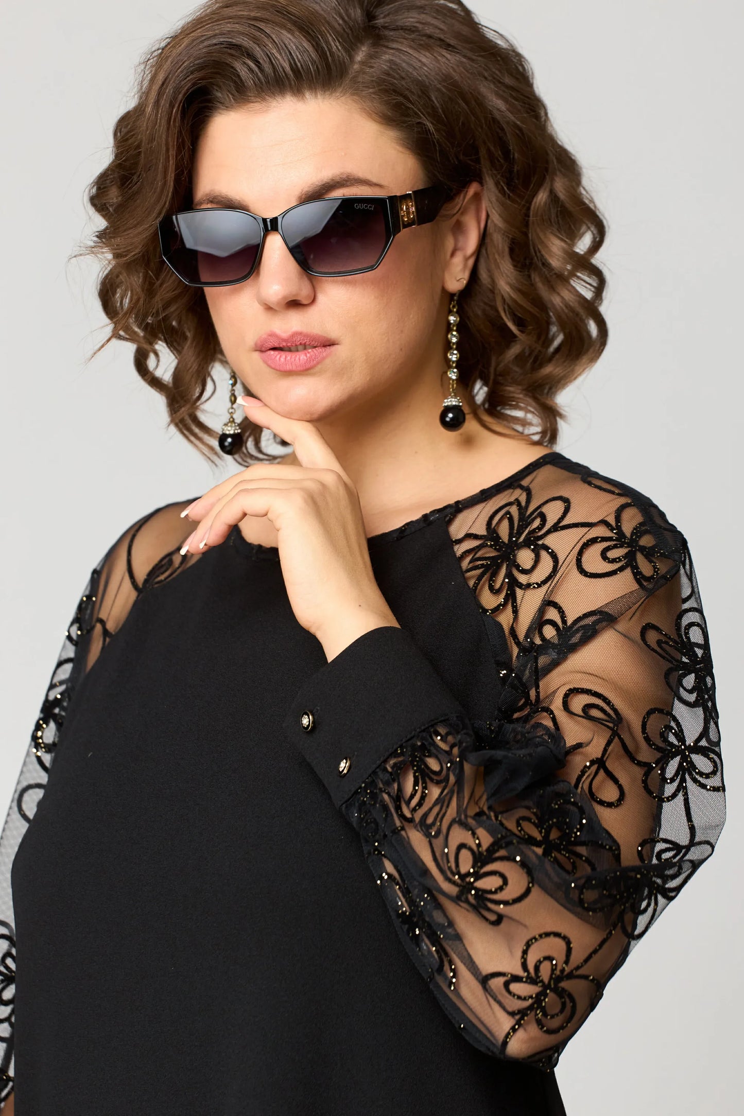Elegante Damen Abendrobe A-Linie Stickerei