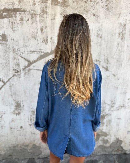 Leder Denim Blazer Modern Lässig Schwarz - Norvielle