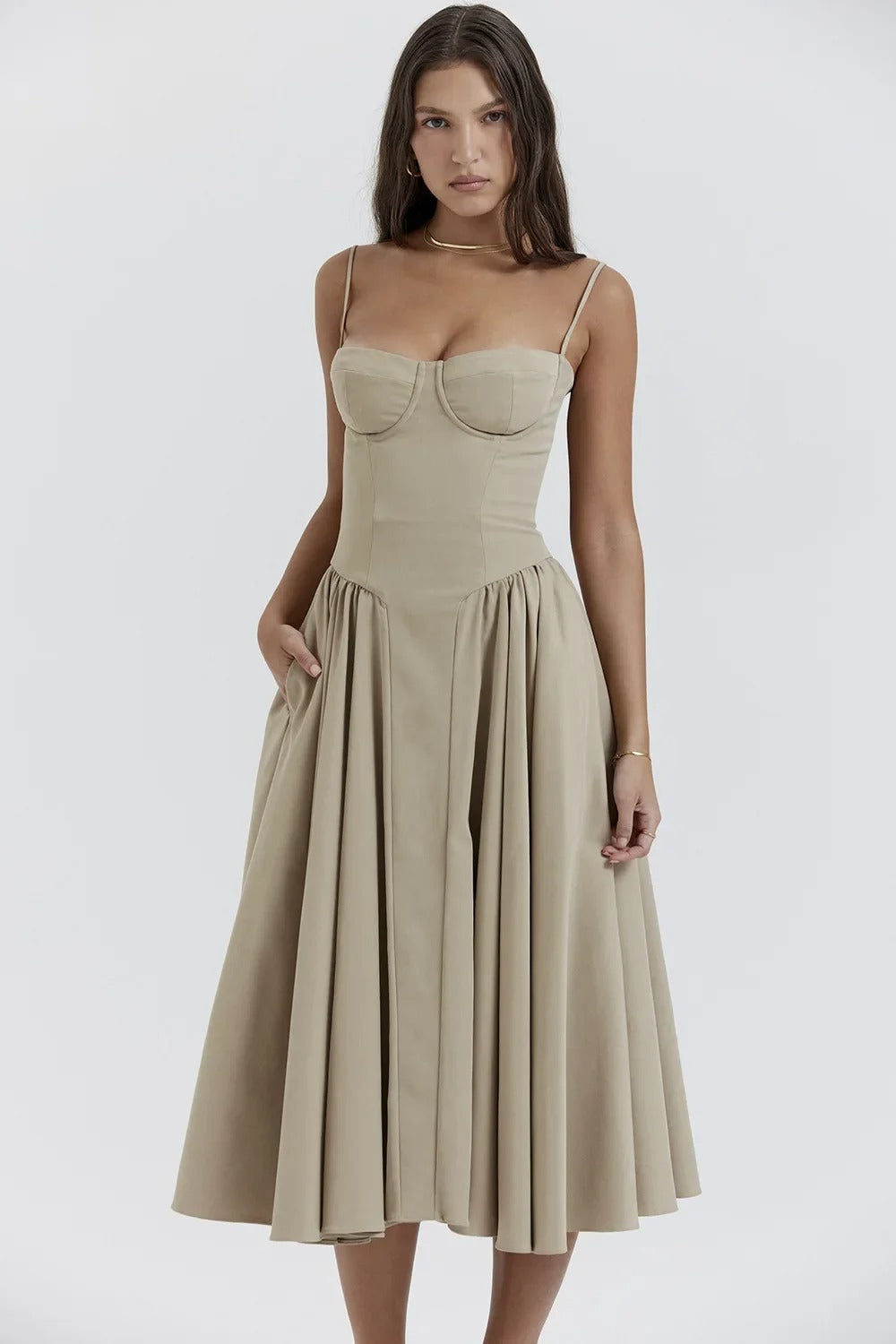 Damen Ärmelloses Sommerkleid aus Jute