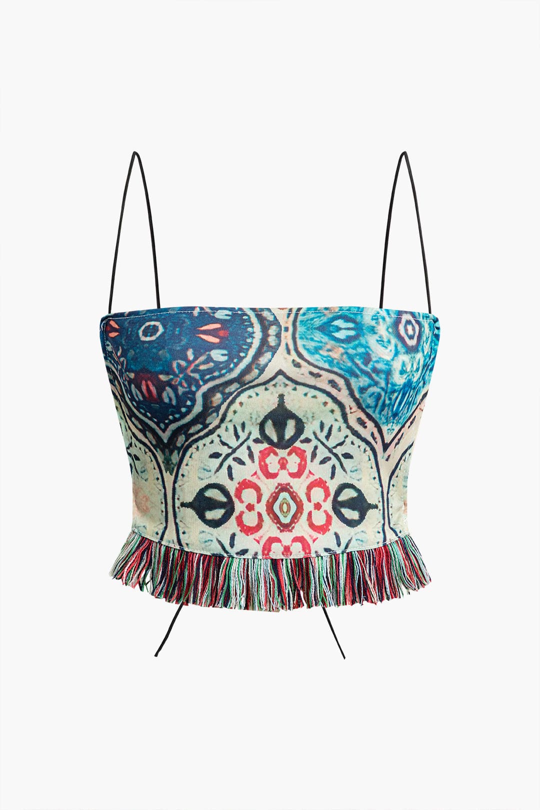 Boho Damen-Zweiteiler-Set Blumenprint Fransen
