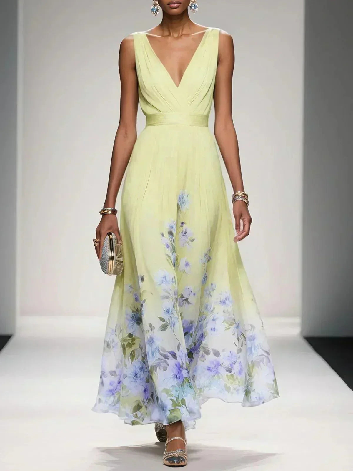 Damen Hochzeitskleid Blumenmuster Elegant
