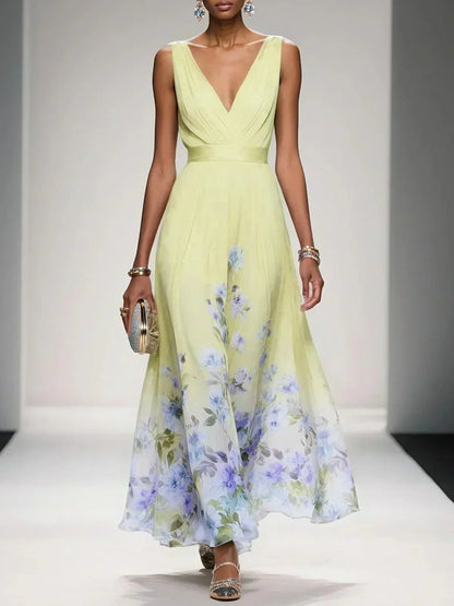 Damen Maxikleid Sommer Floralmuster Leicht