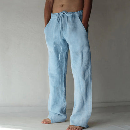 Herren Leinenhose Bequem Einfarbig Sommerhose