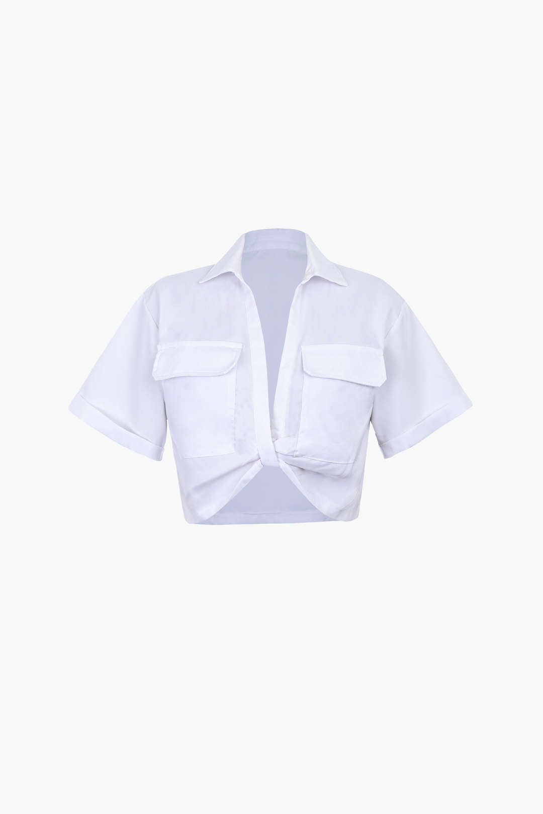Damen Kurzarmshirt Crop Modern mit Kragen