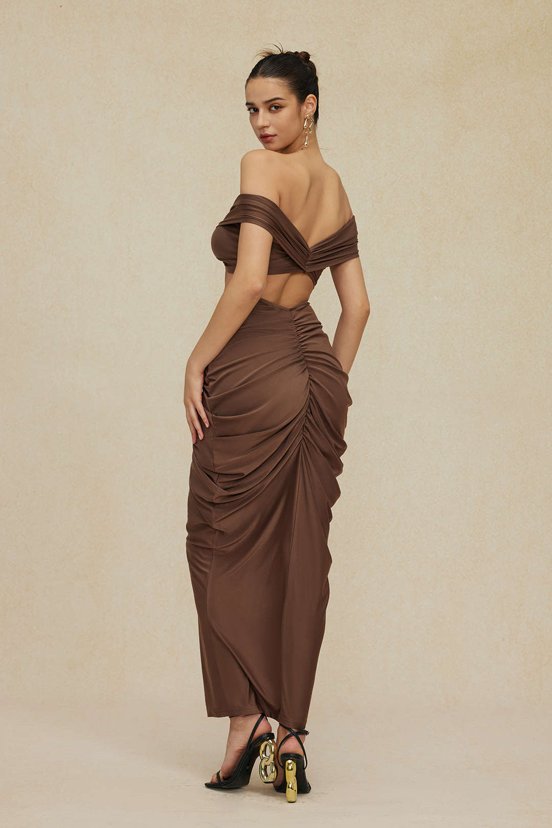 Damen Off-Shoulder-Set Drapierung Elegantes Oberteil