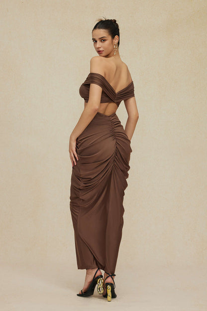 Damen Off-Shoulder-Set Drapierung Elegantes Oberteil