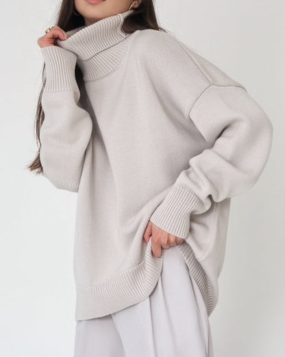 Damen Oversize Pullover Groß Lässig High Neck