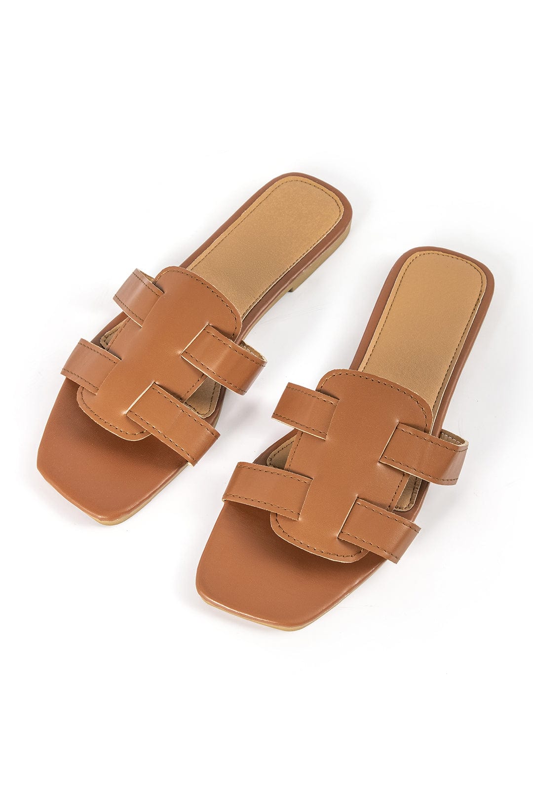 Damen Slides Braun Cut-Out-Design Elegant - Norvielle