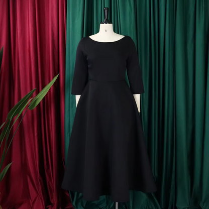 Damen Midi-Kleid Rundhals Einfach
