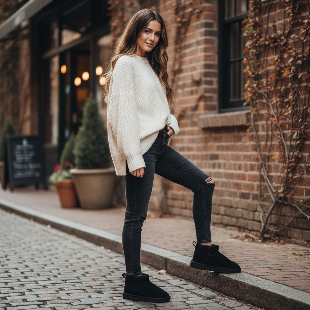 Damen Winterstiefel Gefüttert Warm Wollfutter