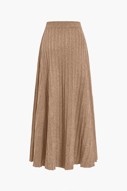Damen Midirock Plissee Elastisch