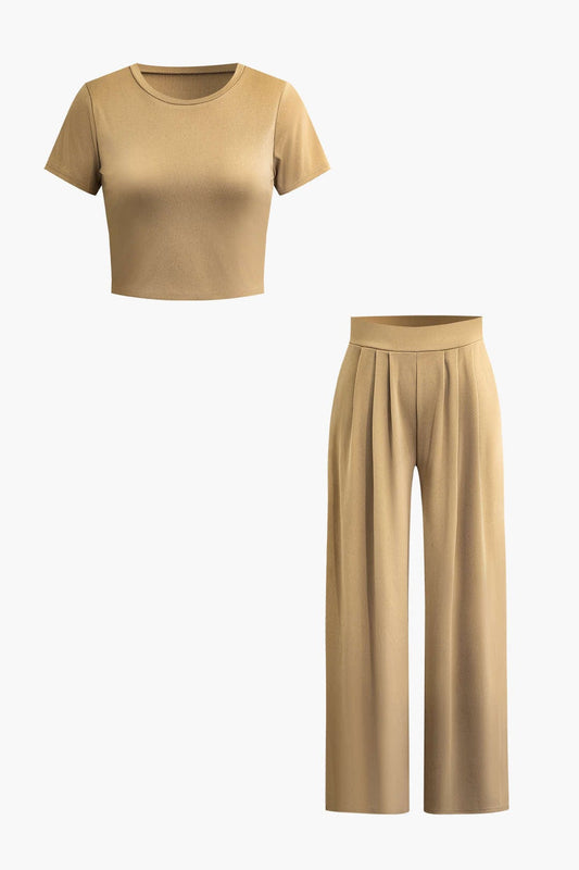 Damen Zweiteiler Set Crop Palazzo Hose - Norvielle