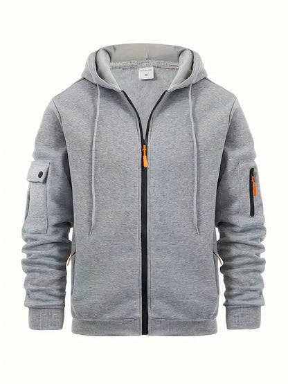 Herren Hoodie Modern mit Taschen Vollreißverschluss