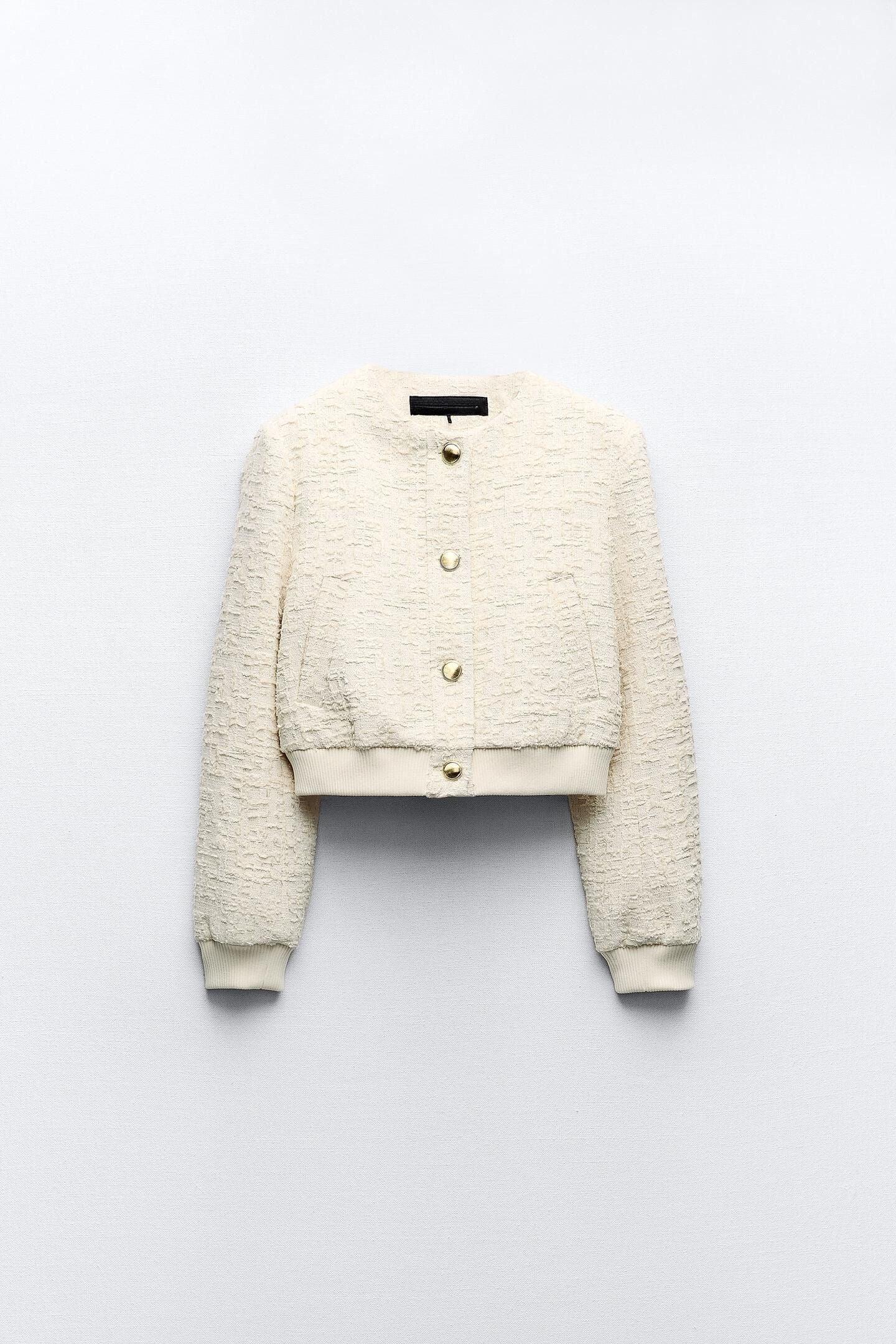 Damen Bouclé Kurzjacke Goldknöpfe - Norvielle