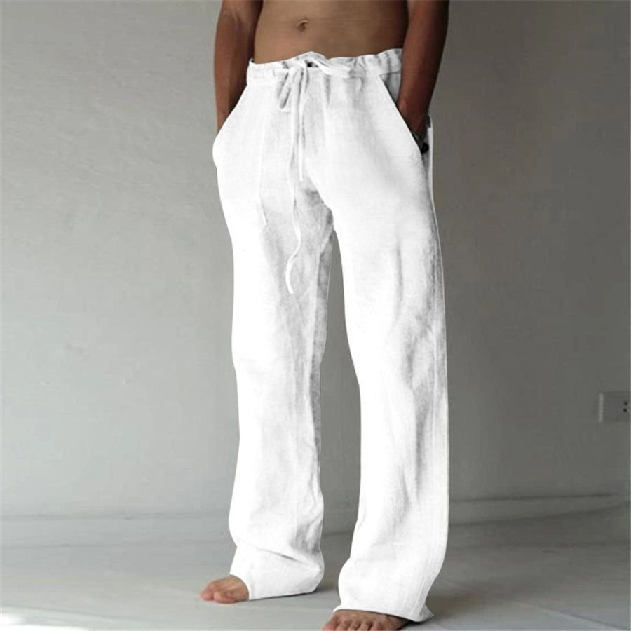 Herren Leinenhose Bequem Einfarbig Sommerhose