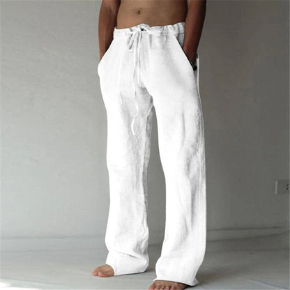 Herren Leinenhose Bequem Einfarbig Sommerhose
