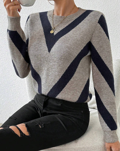 Damen Rundhals Geometrisches Muster