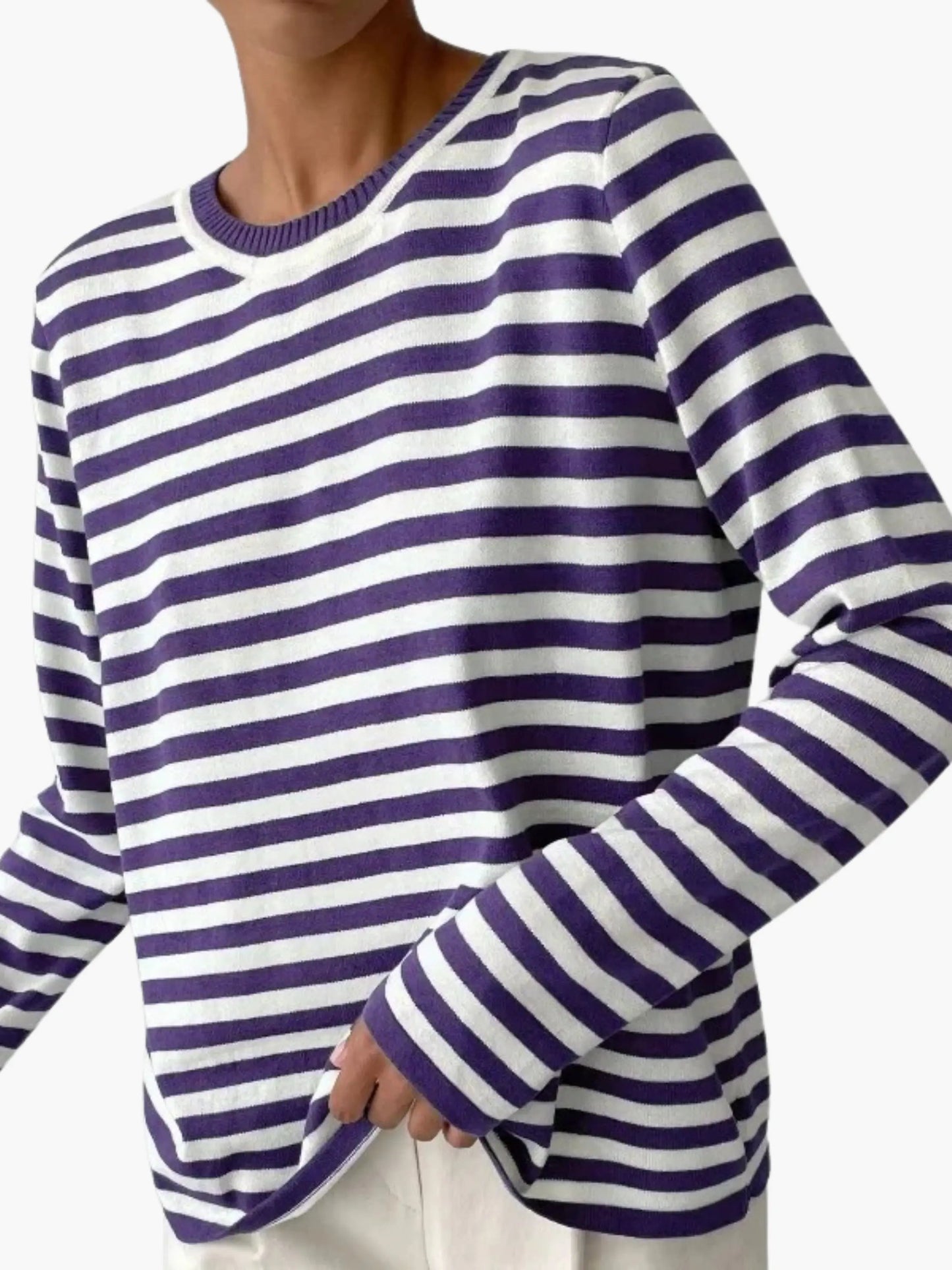 Damen Strickpullover Gestreift Warm