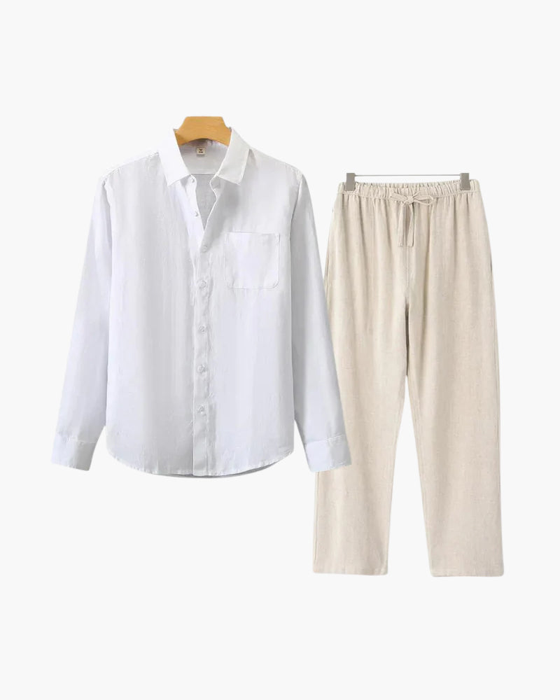 Herren Leinenanzug Langarm Set Sommer