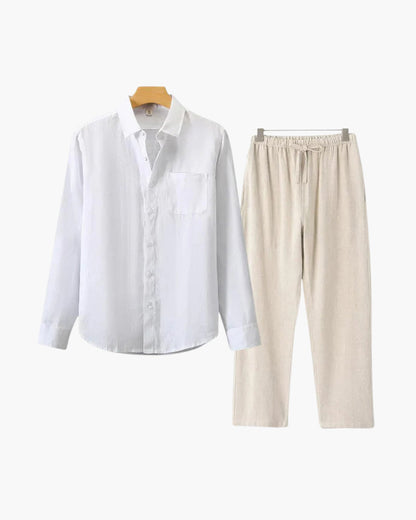 Herren Leinenanzug Langarm Set Sommer