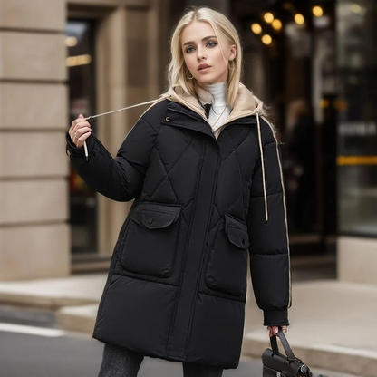 Langhaariger Steppmantel Damen Warm