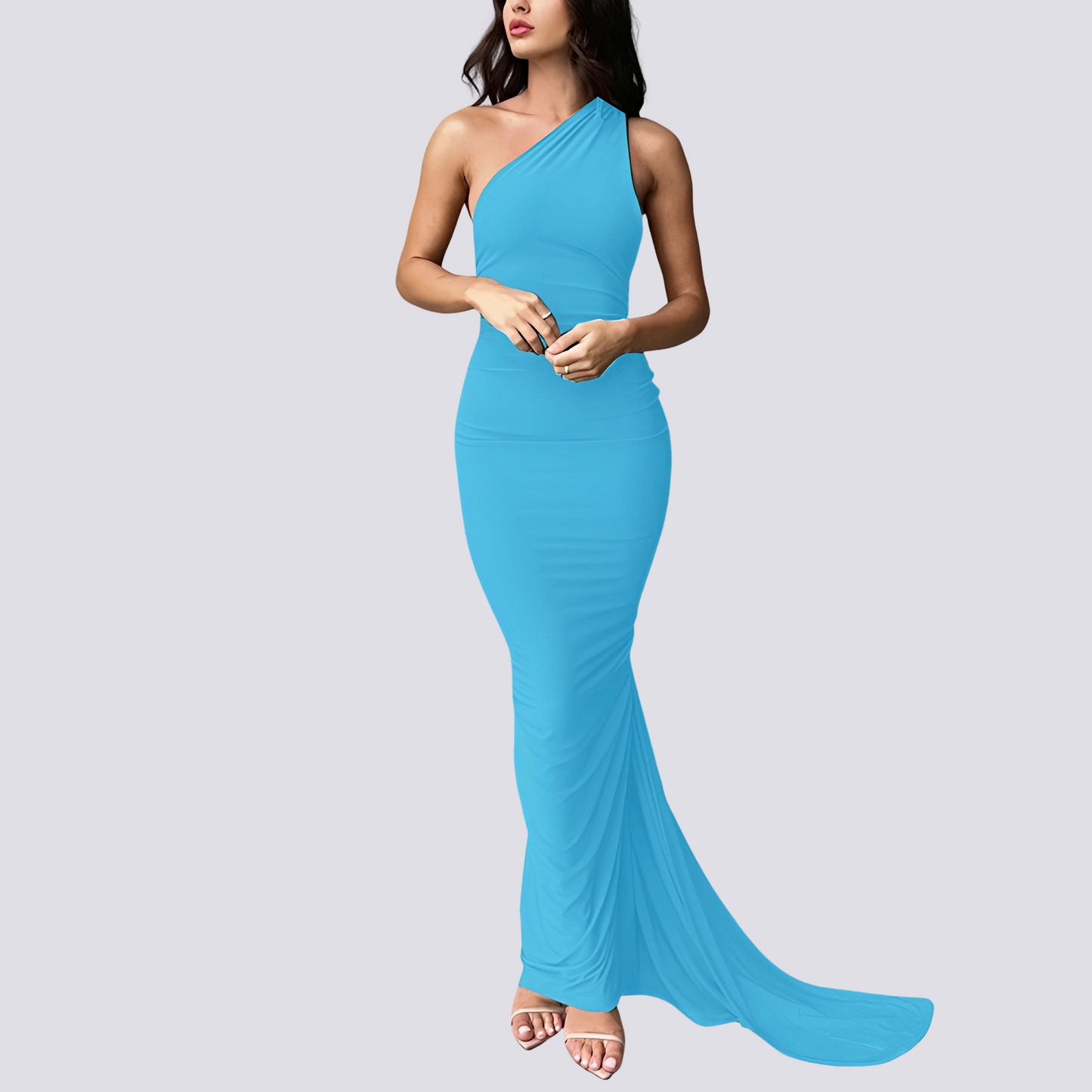 Damen Plisseekleid Rückenfrei Elegant Sommerkleid