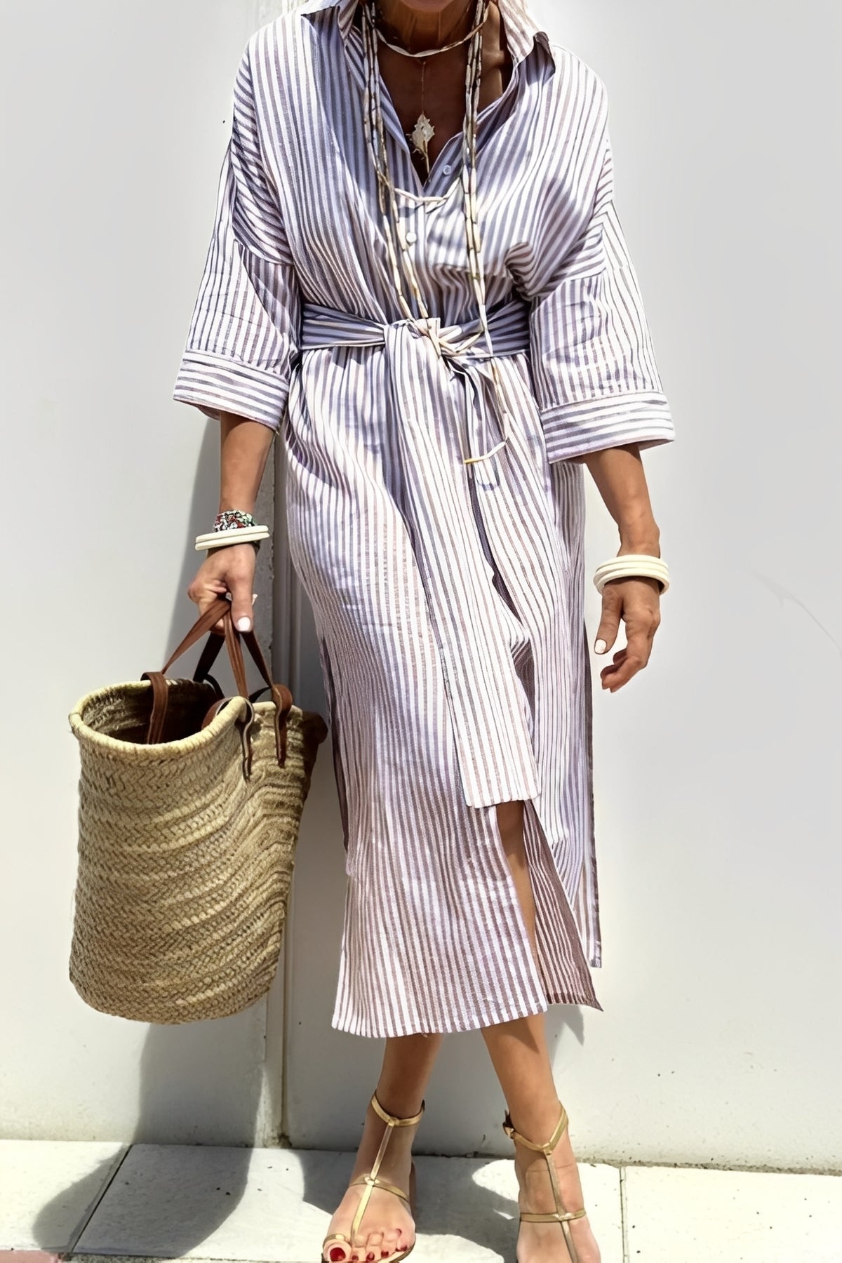 Damen Sommerkleid Gestreift Lässig - Norvielle