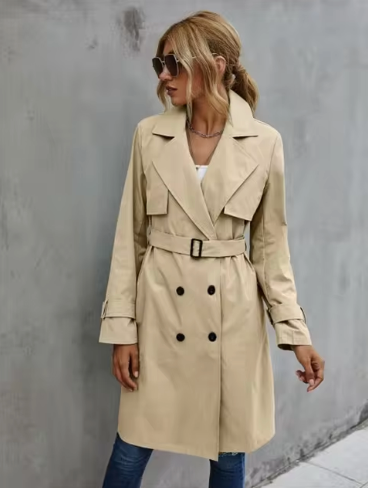 Damen Trenchcoat Doppelreihig Klassisch