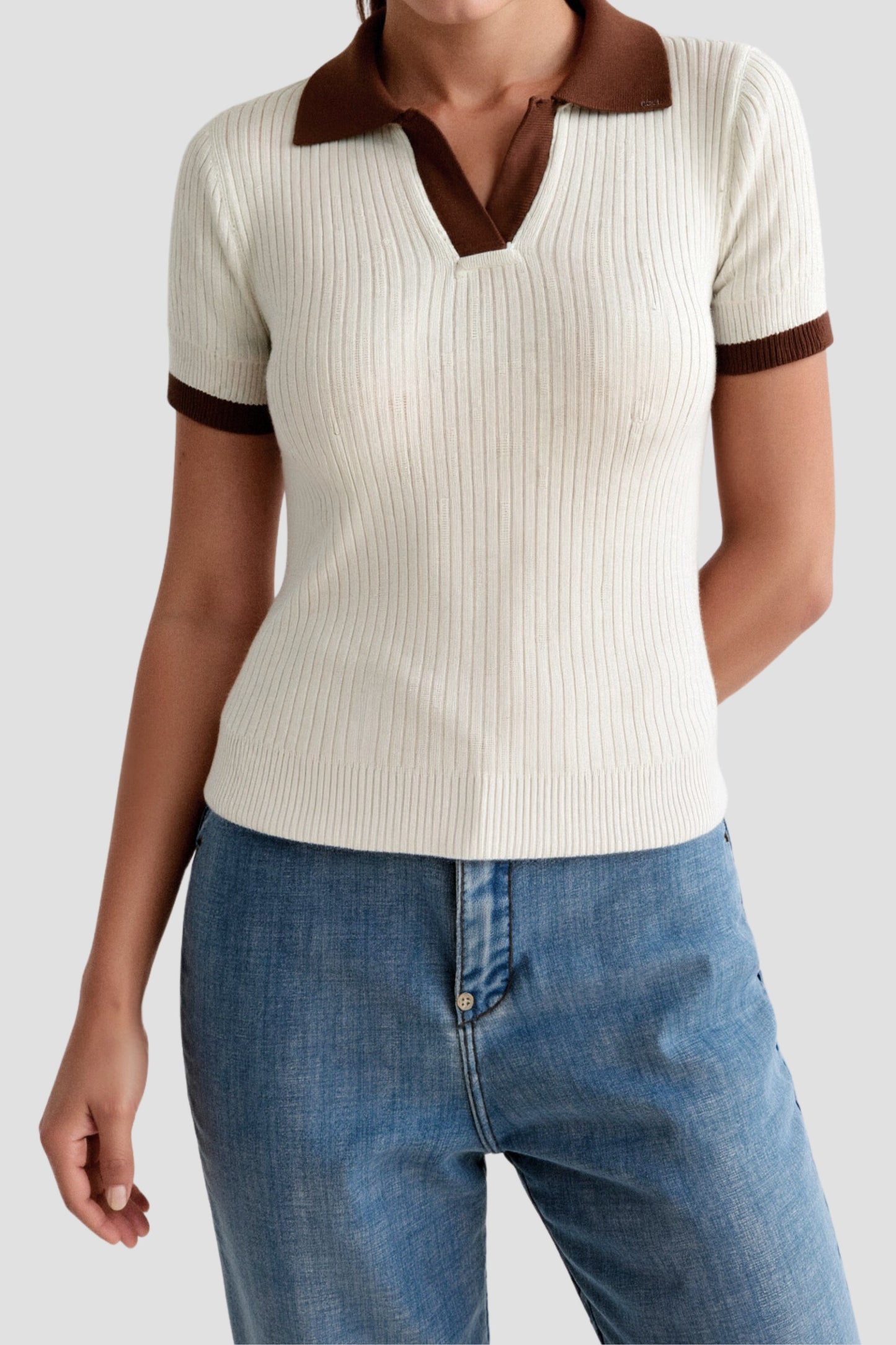 Herren Polo Hemd Gestrickt Kragen Blockfarben Relaxed Fit