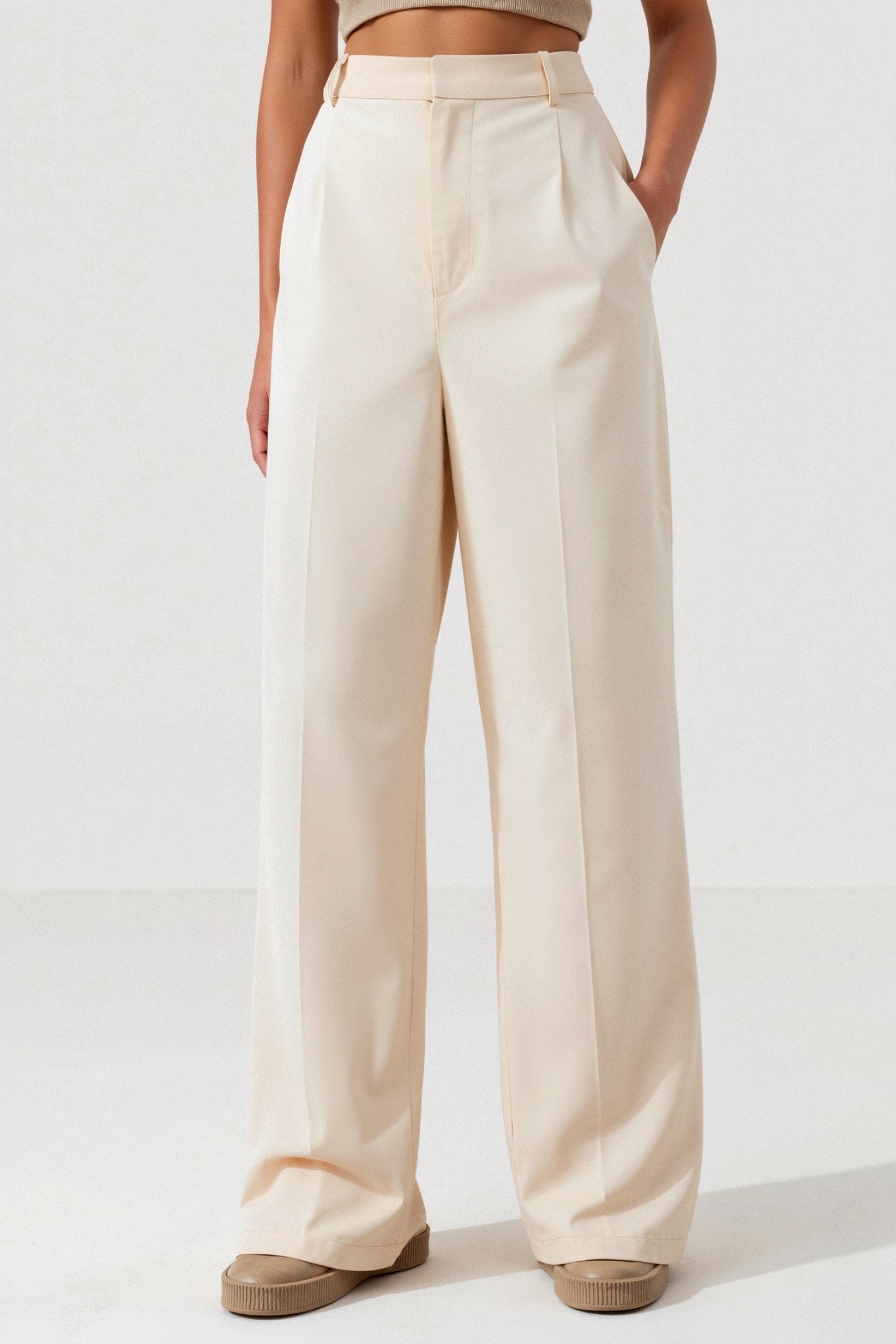 Damen Hose Weit Bequem mit Bundfalten