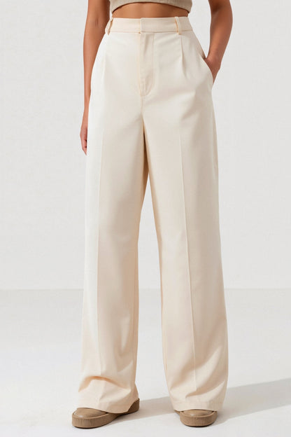 Damen Hose Weit Bequem mit Bundfalten
