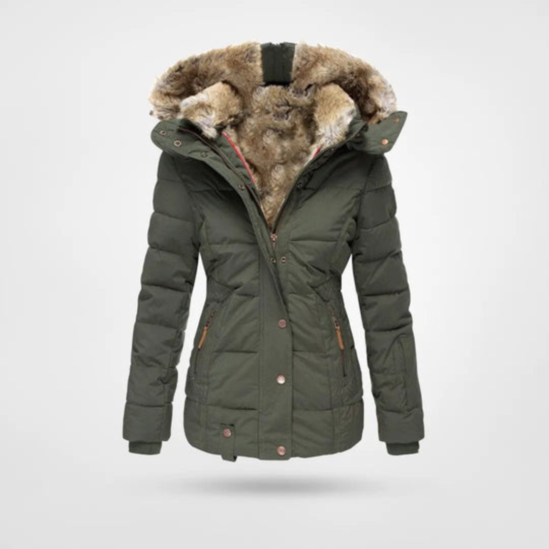Damen Winterjacke Lang Gepolstert Warm Mit Kapuze