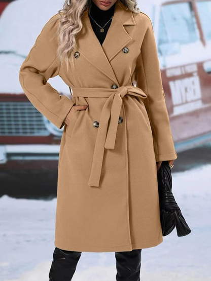 Damen Trenchcoat Klassisch Doppelknopf Elegent