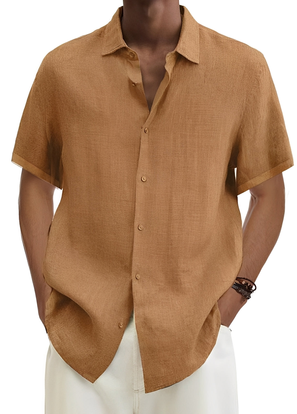 Herren-Hemd Lässig Baumwolle Relaxed Fit