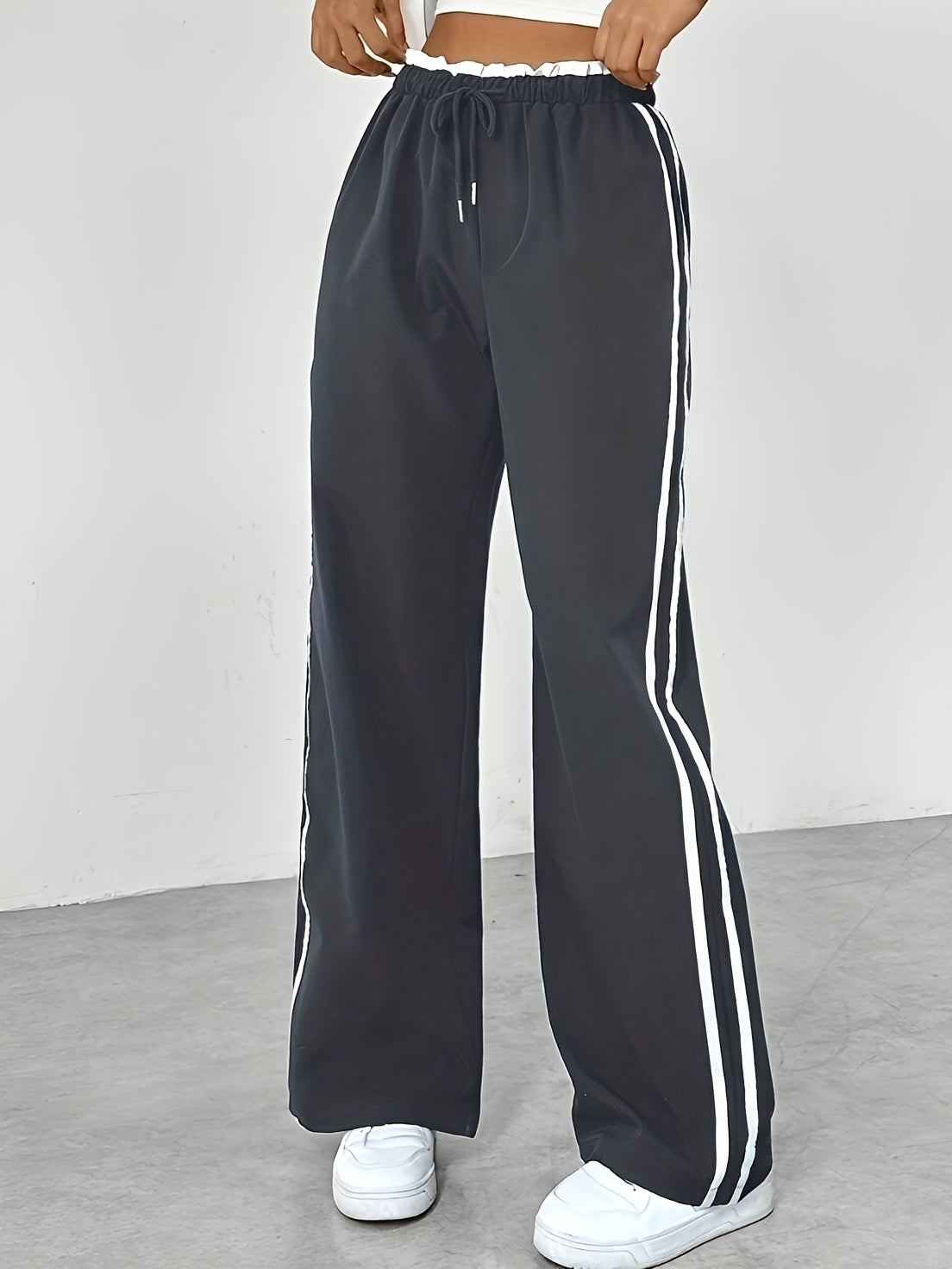Damen Straight-Hose Sportlich Bequem Weit