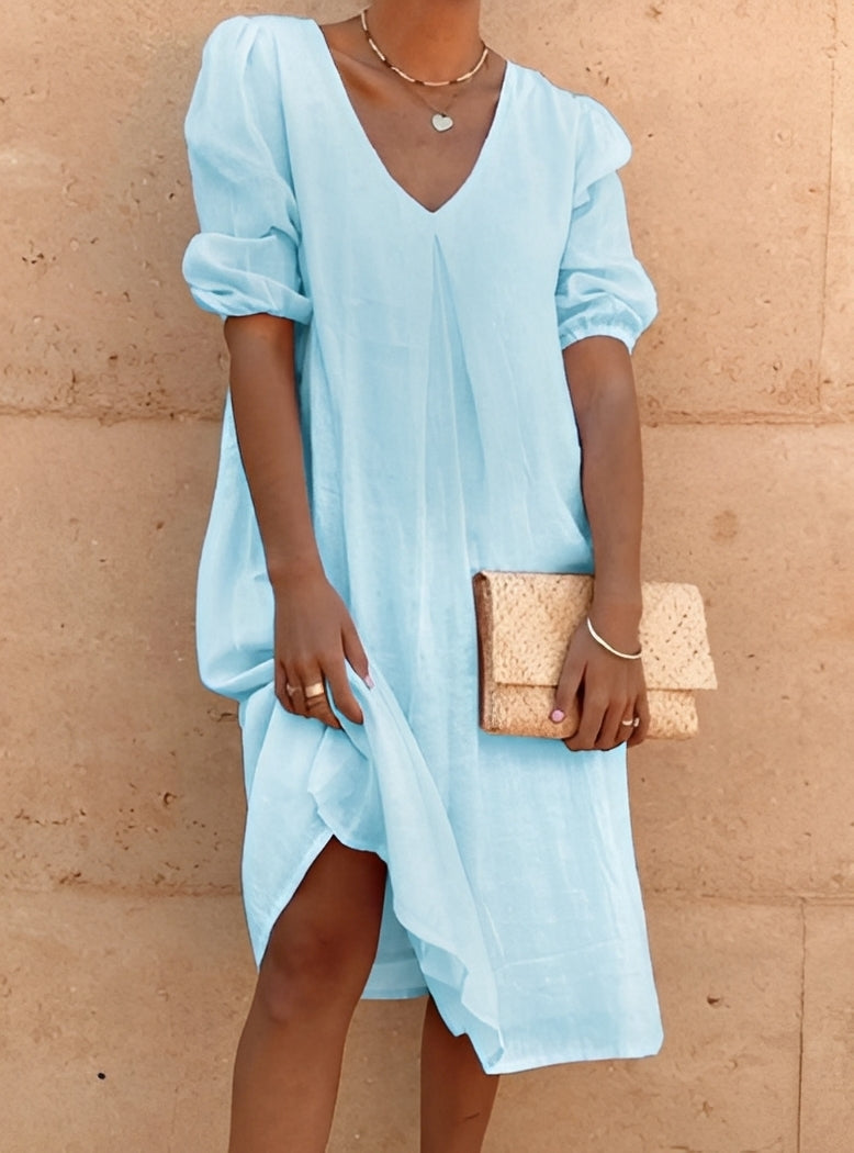 Damen Midikleid Locker Geschnitten Sommerkleid - Norvielle