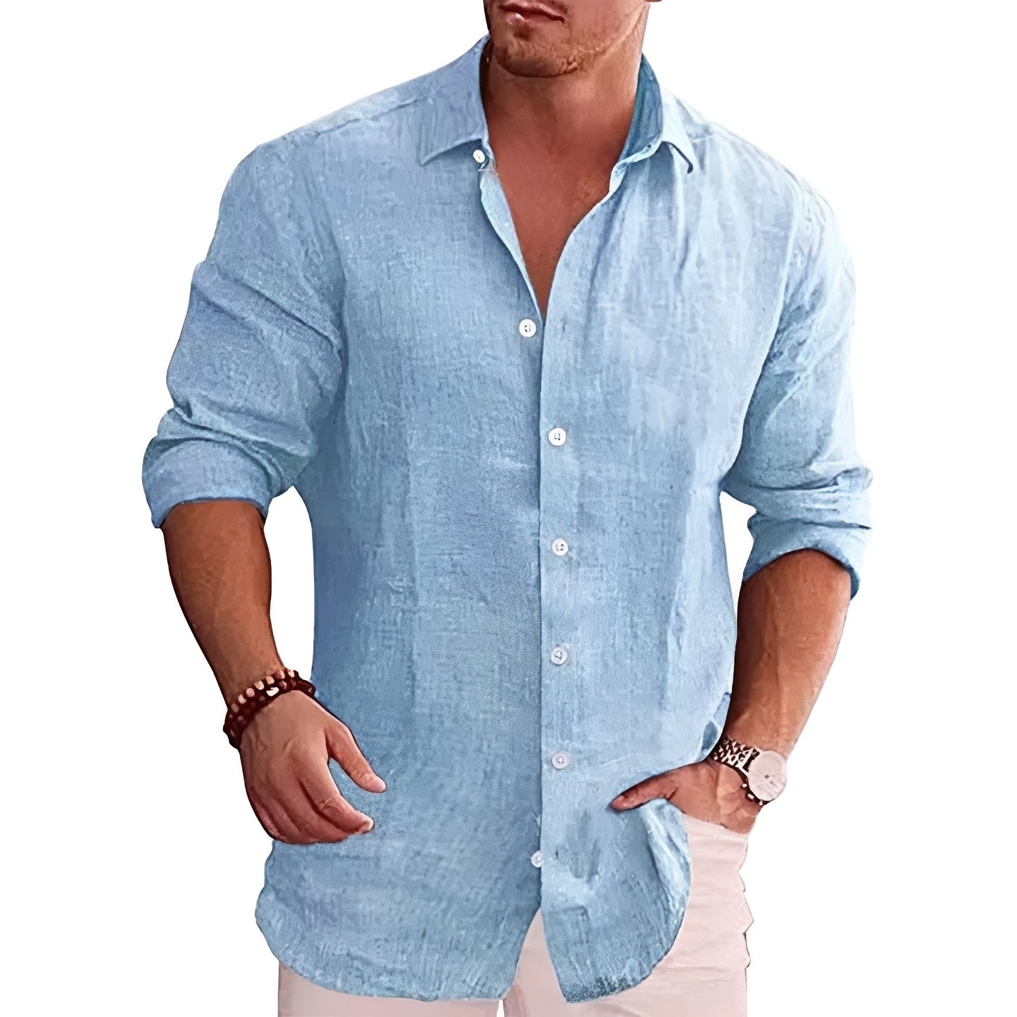 Herren Langarmhemd Slim Fit Modern Lässig