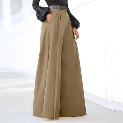 Damen Schlaghose Weit Bequem Elegant Schwarz - Norvielle