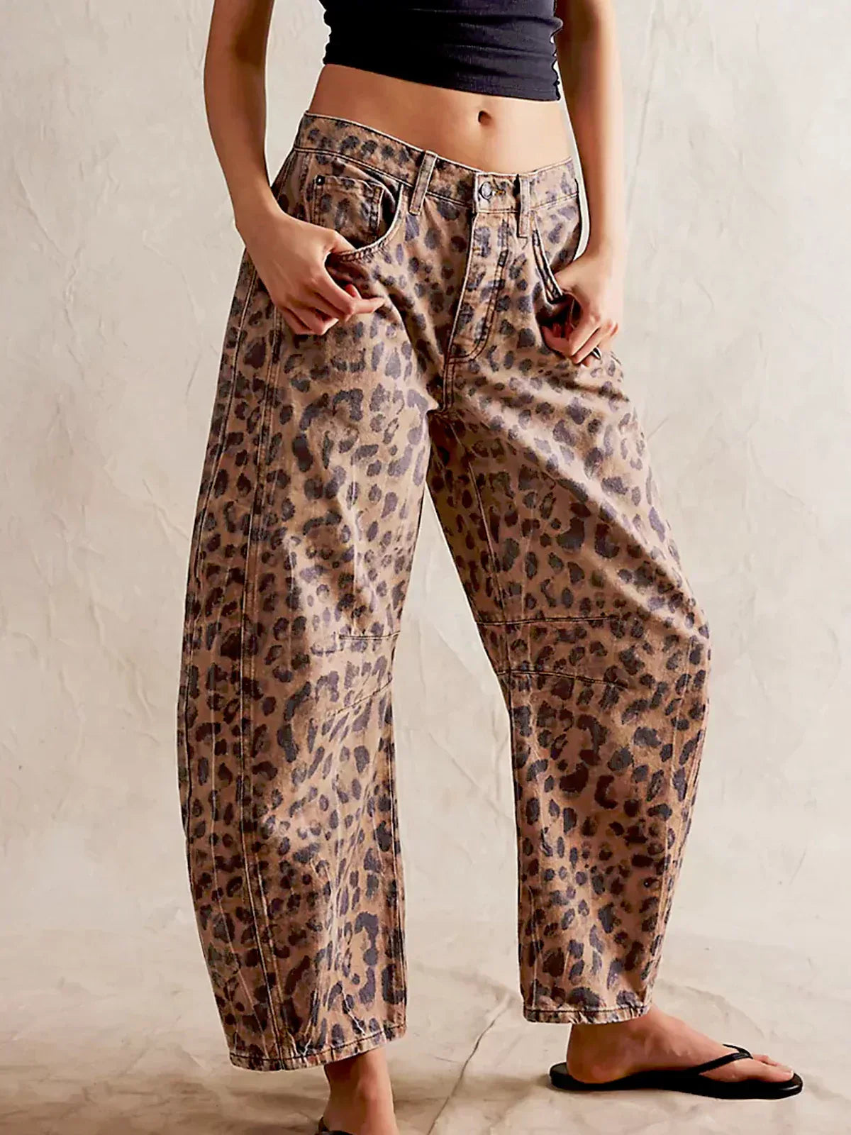 Damen Weitbein Jeans Bedruckt Trendy