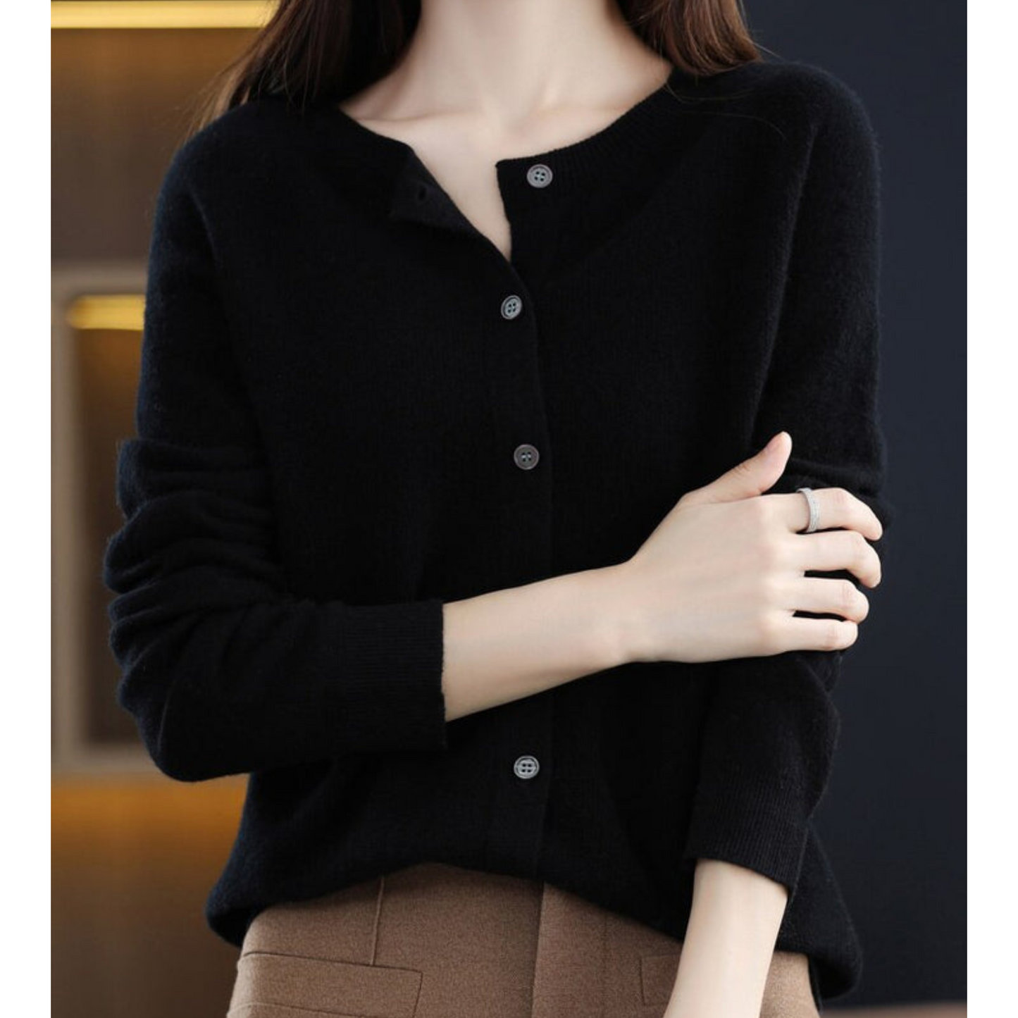 Damen Kaschmir Strickjacke Weich Warm
