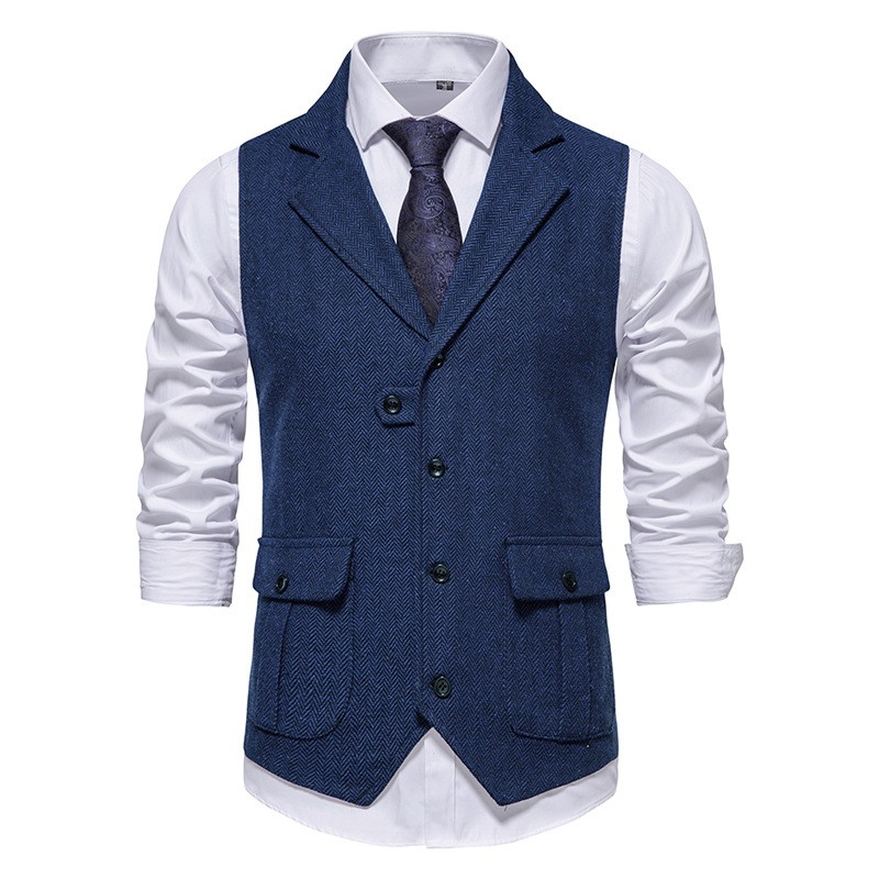 Herren Weste Elegant Baumwolle Mit Seitentaschen
