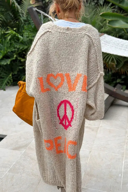 Damen Strickjacke Love Peace Pullover - Norvielle