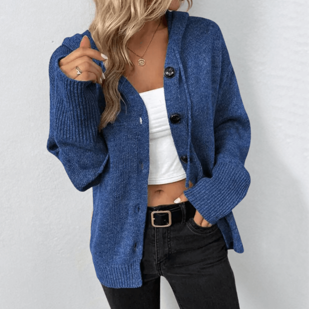 Damen Cardigan Schal Strick Modern Mit Knöpfen