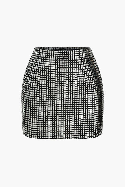 Damen Minirock Glitzer Netz-Design Kurzrock - Norvielle